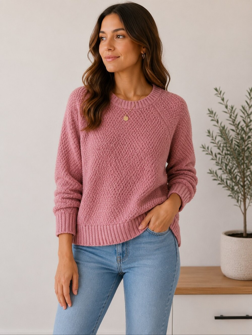 💙Old Navy-  Pink Chunky Knit Crewneck Sweater